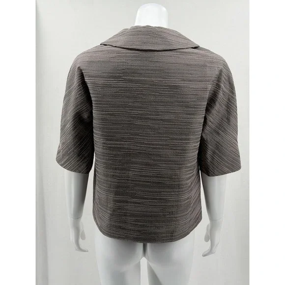 Ann Taylor Jacket Womens Small Gray Taupe Textured Blazer Snap Front Office Work - Picture 6 of 10
